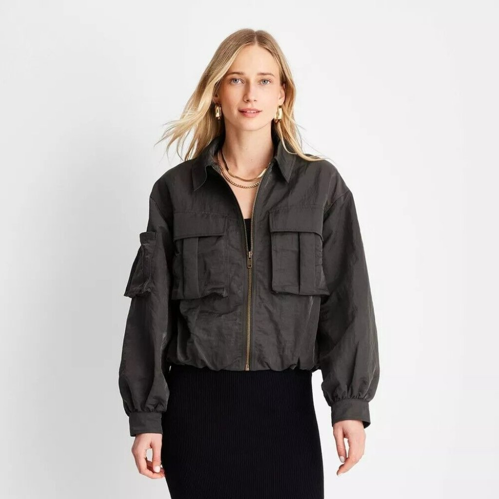 Future Collective With Jenny K Lopez Utility Bomber Jacket Large Dark Olive